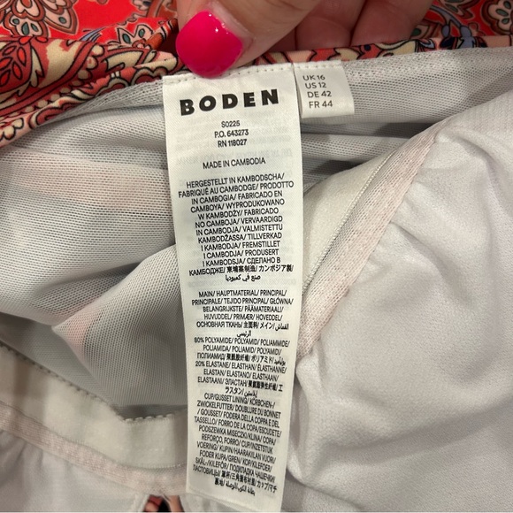 New Boden Red Arezzo Paisley Panel Swimsuit - Picture 5 of 6